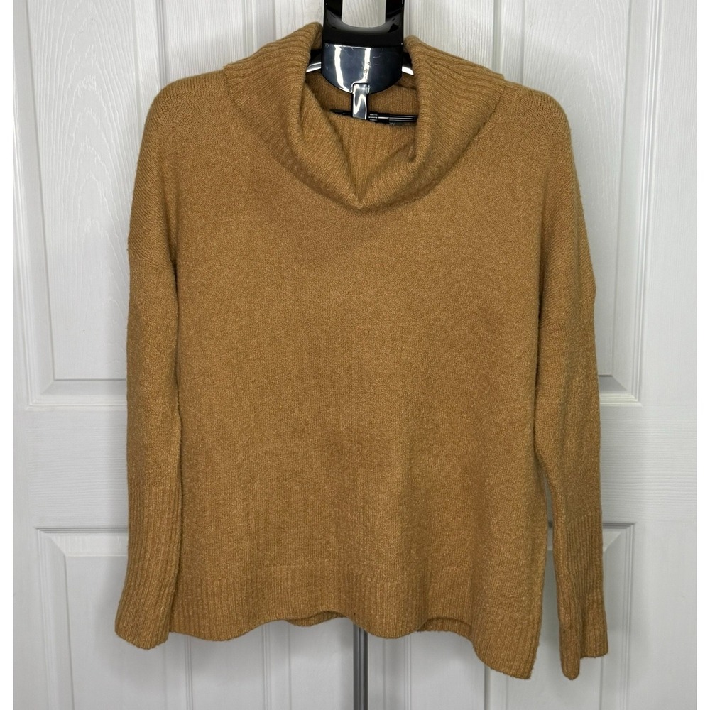 French Connection Flossy Cowl Neck Sweater Womens M Camel Wool Blend NWT
